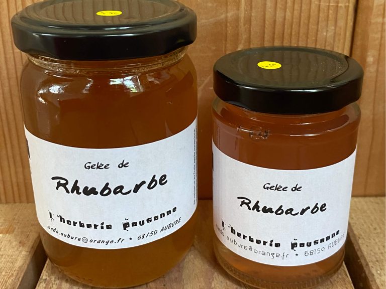 Gelée rhubarbe herberie paysanne boutique Petite Camargue Alsacienne