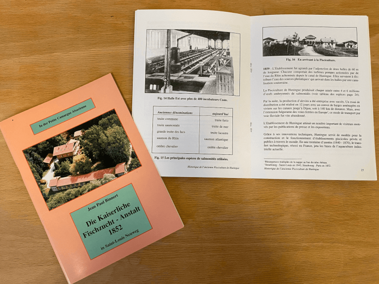 Livre historique de l'ancienne pisciculture Huningue Petite Camargue Alsacienne boutique